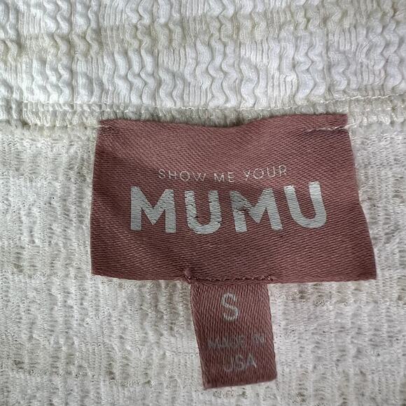 Show Me Your Mumu White Tan Striped Oversized Cardigan Button Front SMALL - Picture 3 of 4